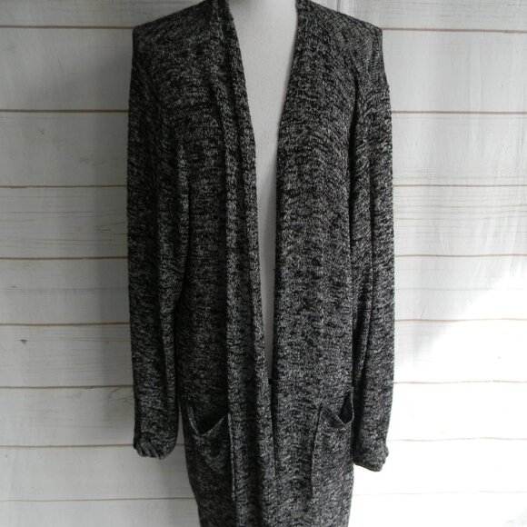 Lane Bryant Long Black/White Lightweight Knit Duster Sweater Cardigan  18/20 - Picture 1 of 5